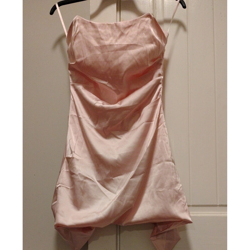 Rosedress Pink Satin Bodycon Mini Dress Spaghetti Strap Sleeveless Women's